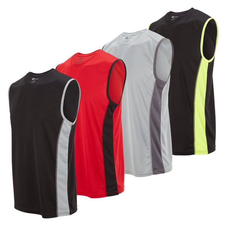 DARESAY Mens Performance Sleeveless Shirts 4 Pack Dry-Fit Poly Athletic Tops Image 4