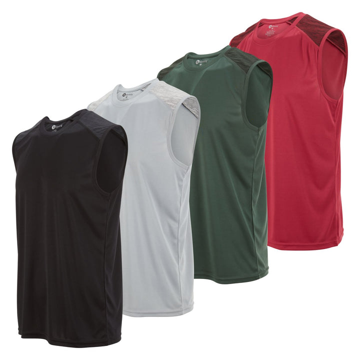 DARESAY Mens Performance Sleeveless Shirts 4 Pack Dry-Fit Poly Athletic Tops Image 4