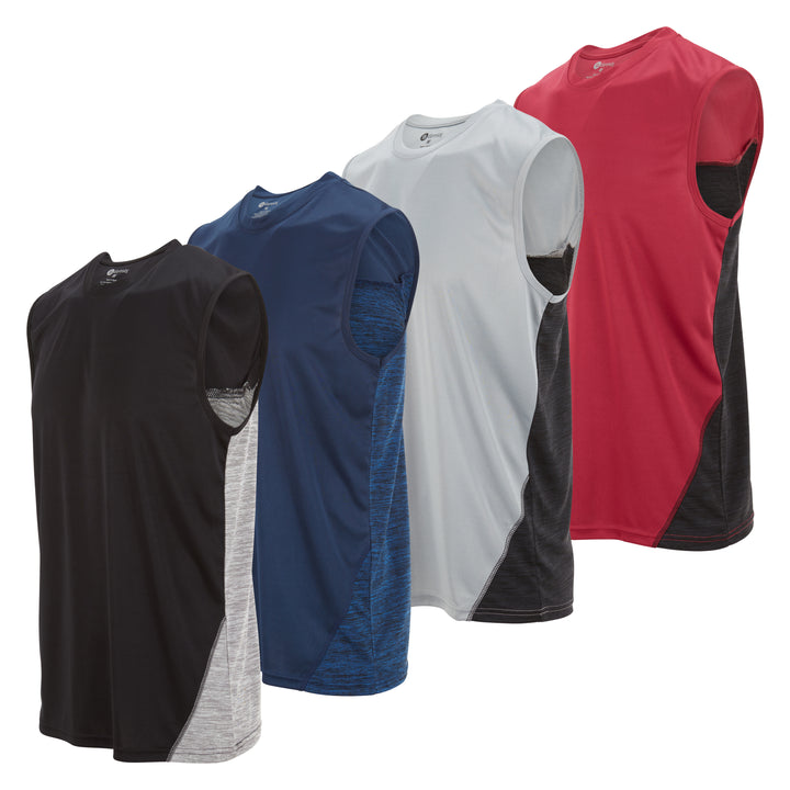 DARESAY Mens Performance Sleeveless Shirts 4 Pack Dry-Fit Poly Athletic Tops Image 7