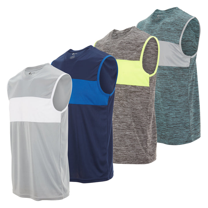 DARESAY Mens Performance Sleeveless Shirts 4 Pack Dry-Fit Poly Athletic Tops Image 8