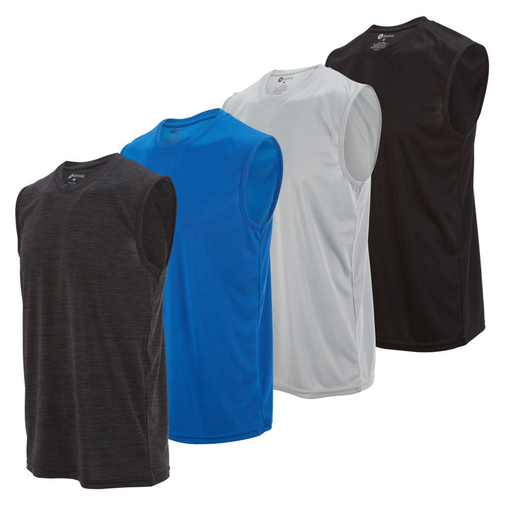 DARESAY Mens Performance Sleeveless Shirts 4 Pack Dry-Fit Poly Athletic Tops Image 9