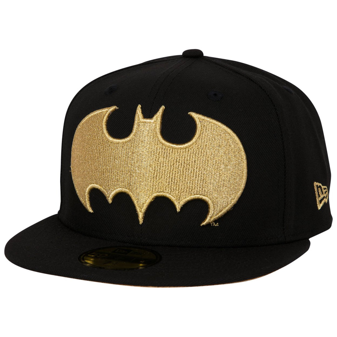 Batman Gold Logo Black Colorway Era 59Fifty Fitted Hat Image 1