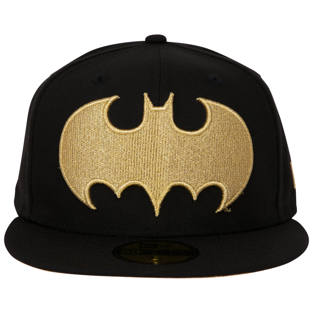 Batman Gold Logo Black Colorway Era 59Fifty Fitted Hat Image 2