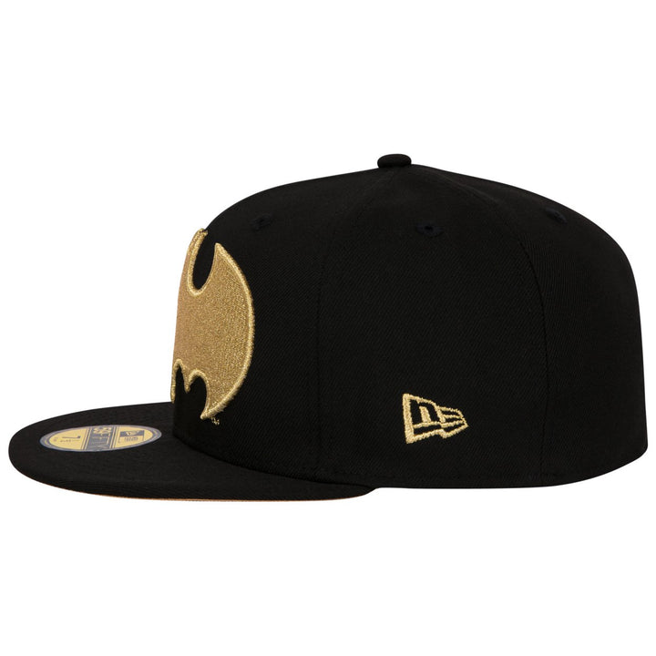 Batman Gold Logo Black Colorway Era 59Fifty Fitted Hat Image 3