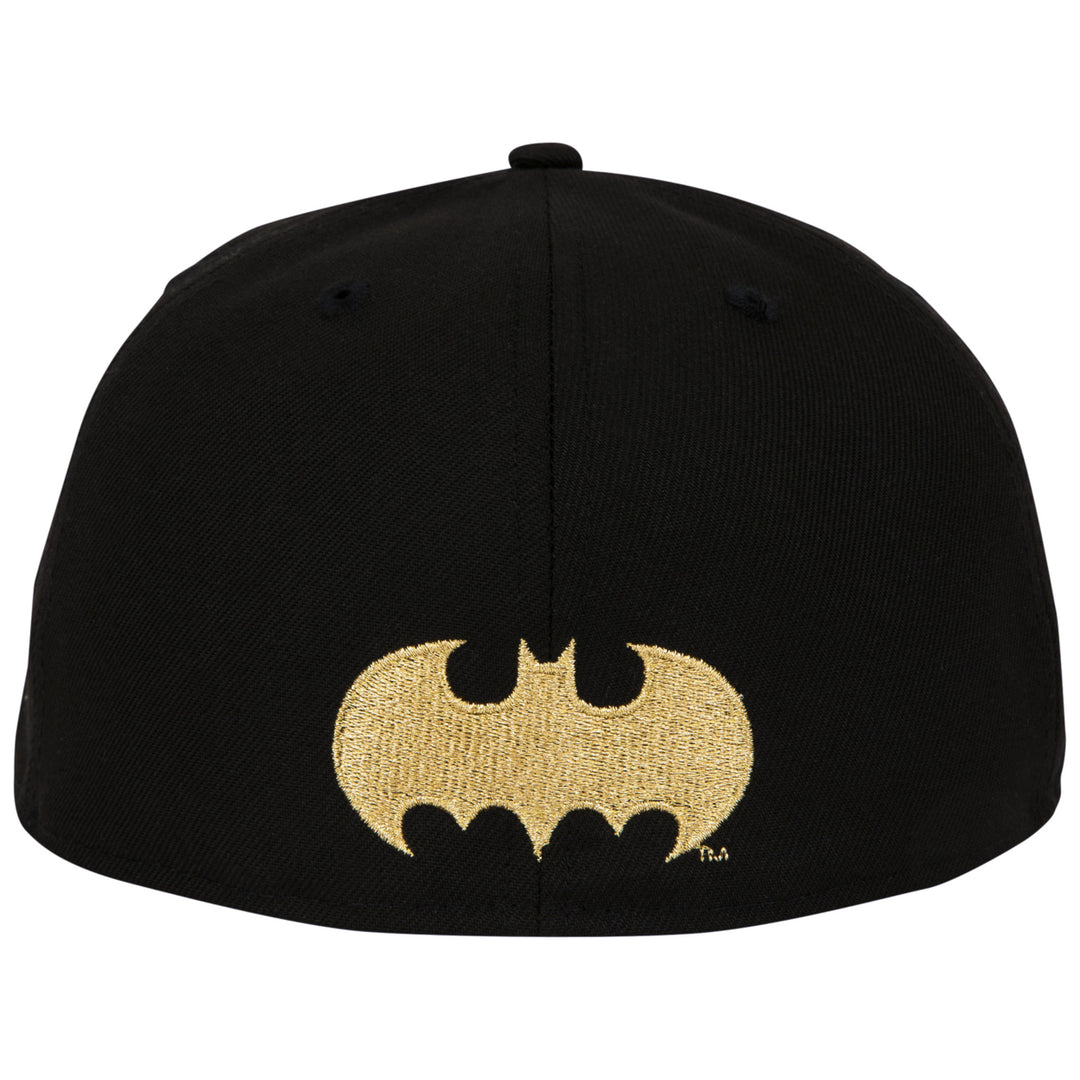 Batman Gold Logo Black Colorway Era 59Fifty Fitted Hat Image 4