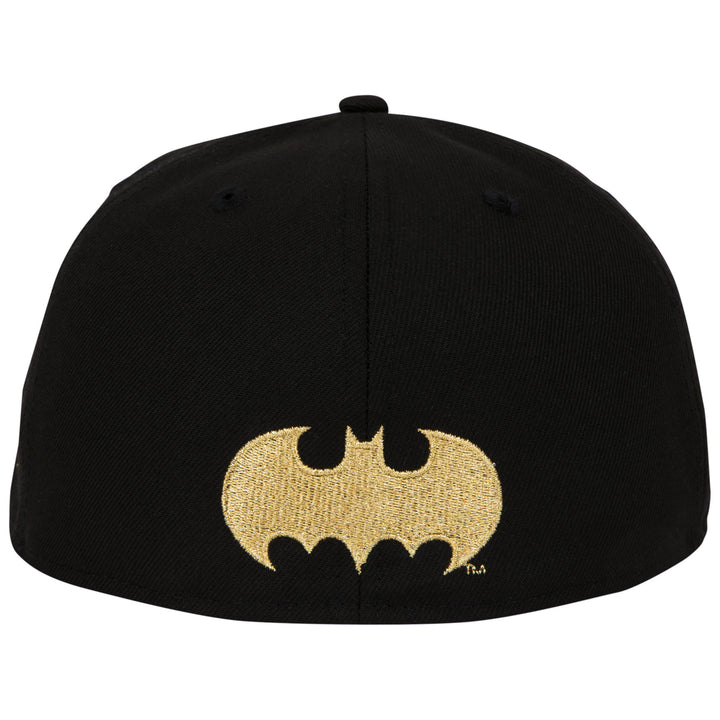 Batman Gold Logo Black Colorway Era 59Fifty Fitted Hat Image 4