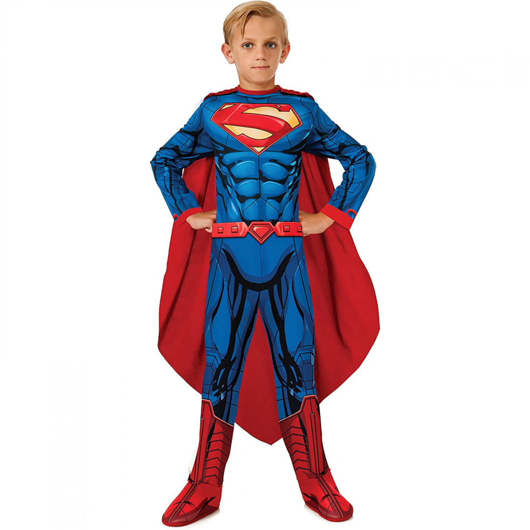 Superman Full Suit with Cape Deluxe Kids Costume Image 1
