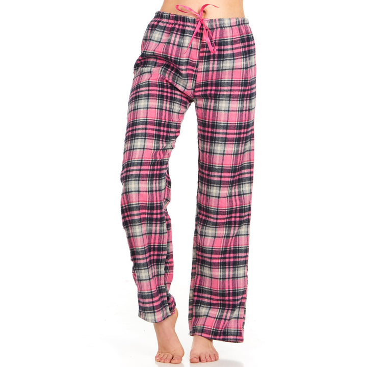 DARESAY Womens Flannel Pajama Pants Cotton Blend Soft Plaid Drawstring Waist Image 1