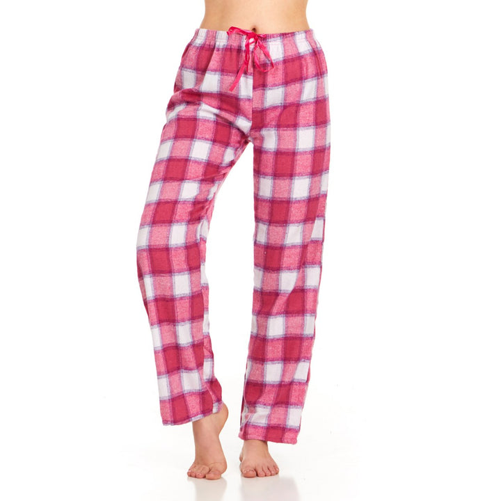 DARESAY Womens Flannel Pajama Pants Cotton Blend Soft Plaid Drawstring Waist Image 1