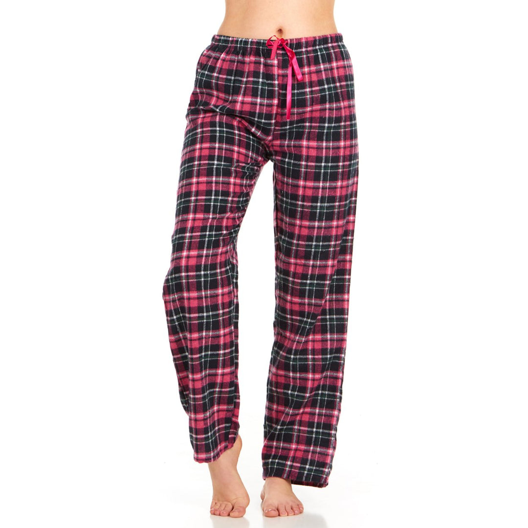 DARESAY Womens Flannel Pajama Pants Cotton Blend Soft Plaid Drawstring Waist Image 1