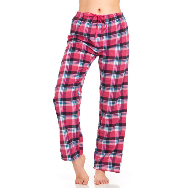 DARESAY Womens Flannel Pajama Pants Cotton Blend Soft Plaid Drawstring Waist Image 1