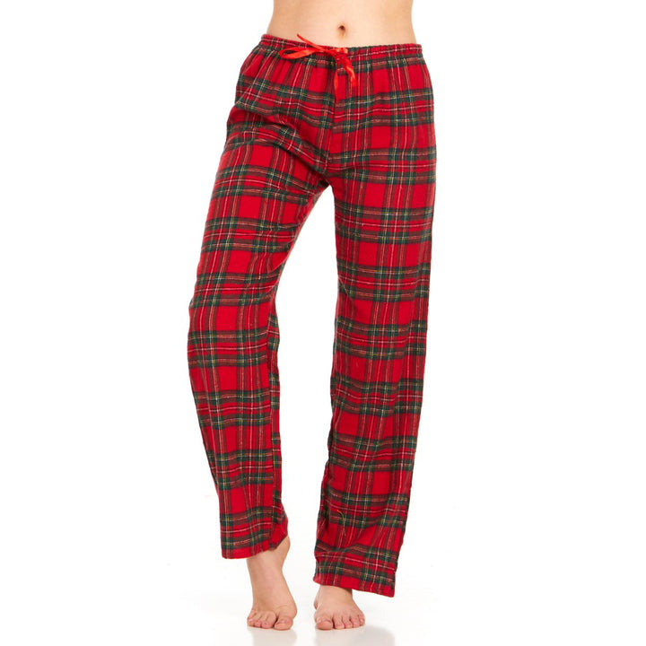 DARESAY Womens Flannel Pajama Pants Cotton Blend Soft Plaid Drawstring Waist Image 1