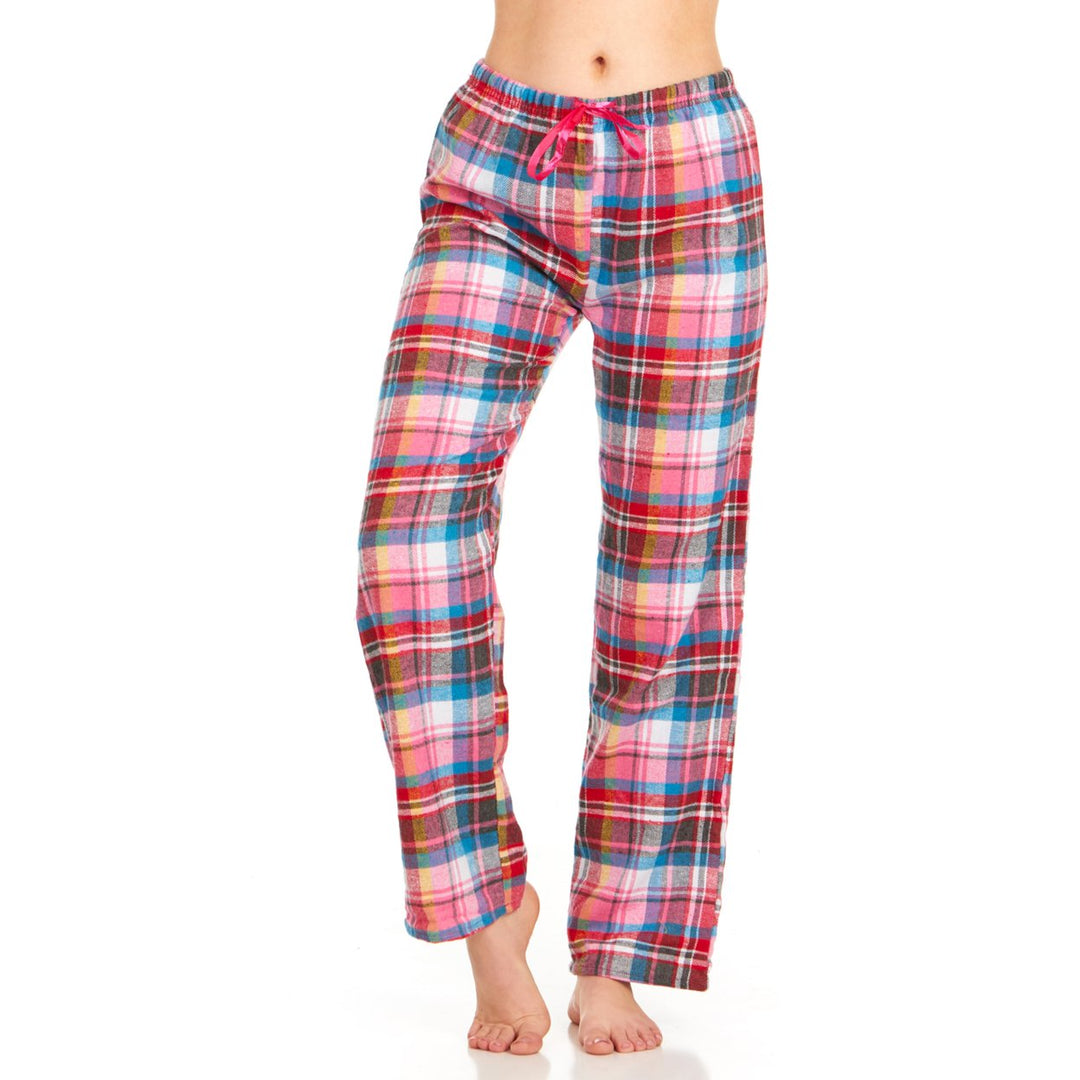 DARESAY Womens Flannel Pajama Pants Cotton Blend Soft Plaid Drawstring Waist Image 1