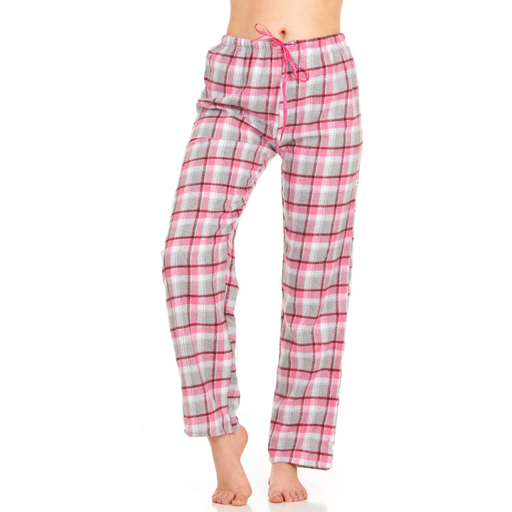 DARESAY Womens Flannel Pajama Pants Cotton Blend Soft Plaid Drawstring Waist Image 1