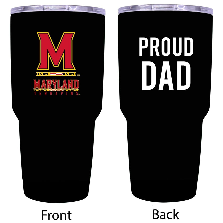 Maryland Terrapins Proud Dad 24 oz Insulated Stainless Steel Tumbler Black Image 1