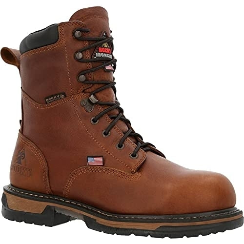 Rocky IronClad USA Made Steel Toe Waterproof Work Boots  BROWN Image 1