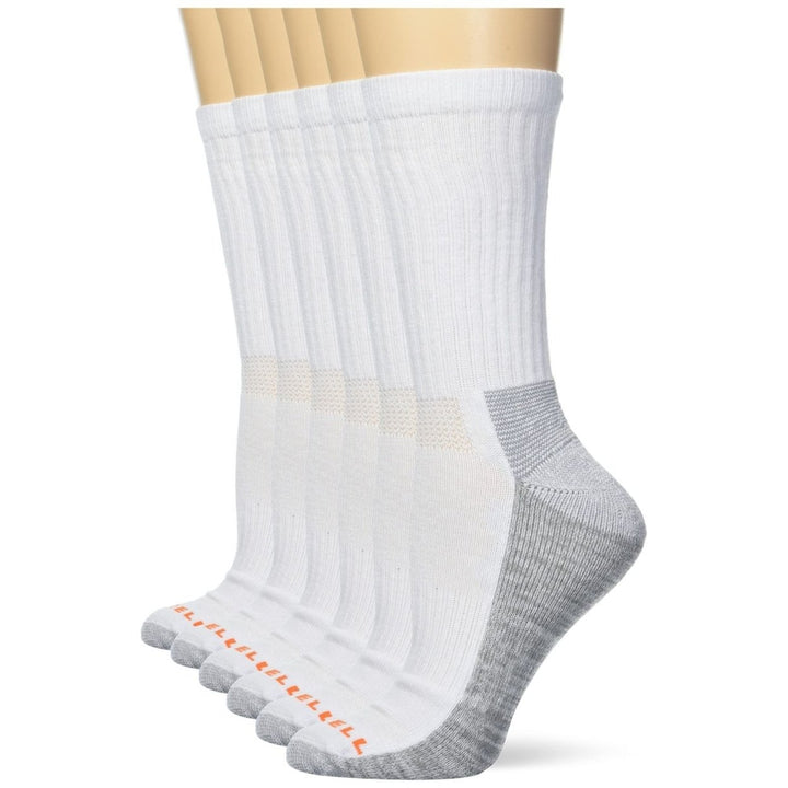 Merrell Work Crew Socks 6 Pack Unisex White Arch Support Anti-Odor Cotton Image 3