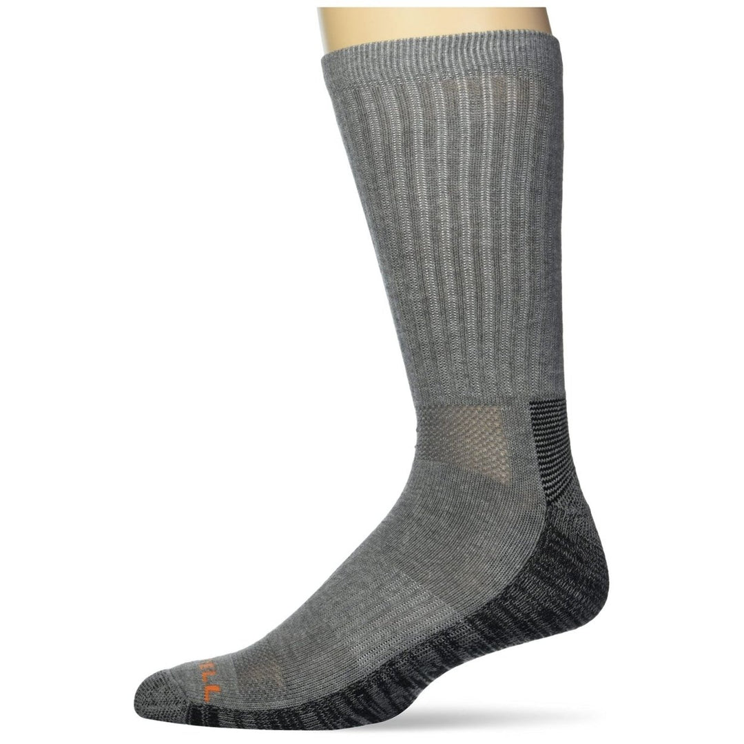 Merrell Unisex Work Crew Socks 6 Pair Pack Gray Arch Support Anti-Odor Cotton Image 3