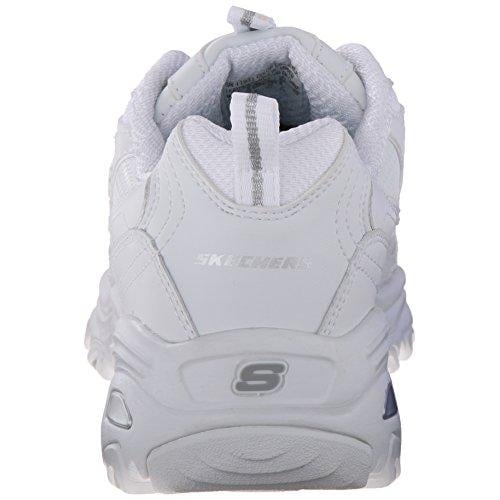 Skechers Womens DLites Memory Foam Lace-up Sneaker 8.5 WHITE/SILVER Image 4