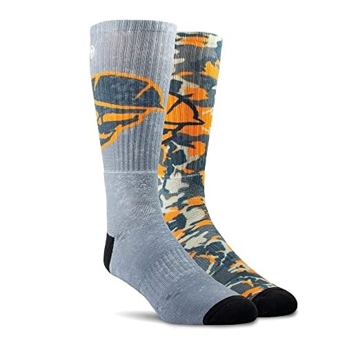 ARIAT Unisex Roughneck Work Socks Grey/Orange 2-Pair Pack AR2534-090 Image 4