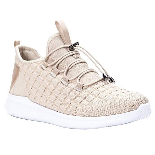 Propet Womens TravelBound Walking Shoes Walking Casual Shoes,  Cream Metallic Image 1