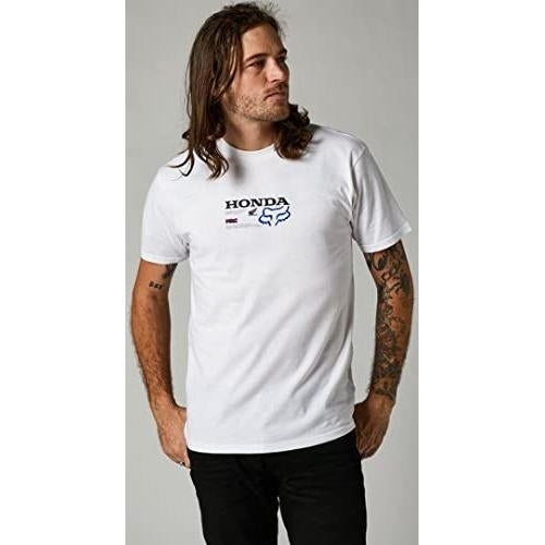 Fox Racing Mens Honda Short Sleeve Premium Tee OPT WHT Image 3