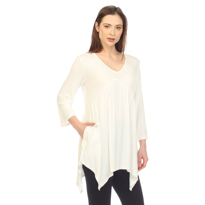 White Mark Womens V-Neck Tunic Top Empire Waist Casual Soft Rayon Spandex Image 6