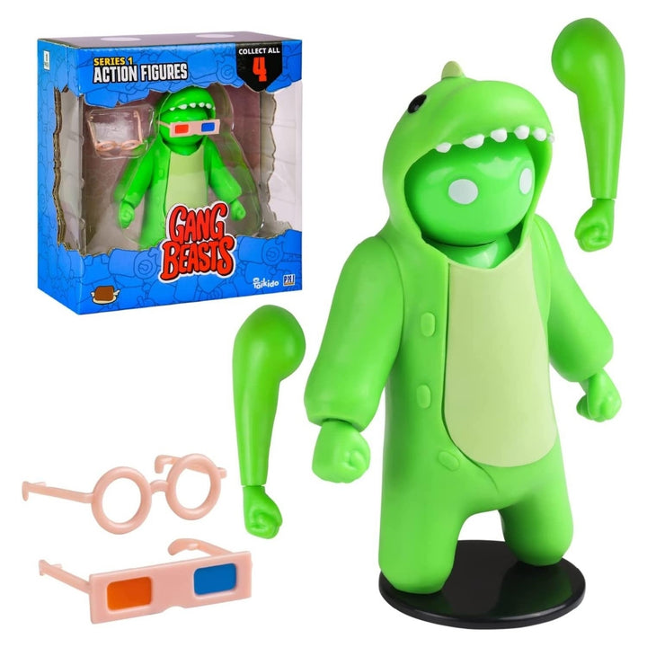 Gang Beasts Green Dinosaur Costume Kigurumi Game Fighter Character Figure PMI International Image 1