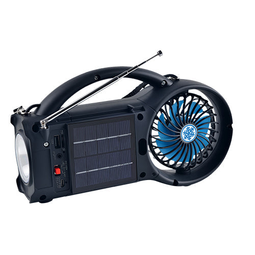 Solar Power Bluetooth Speaker FM Radio LED Light Fan SC-1073ERF Portable 4W Image 4