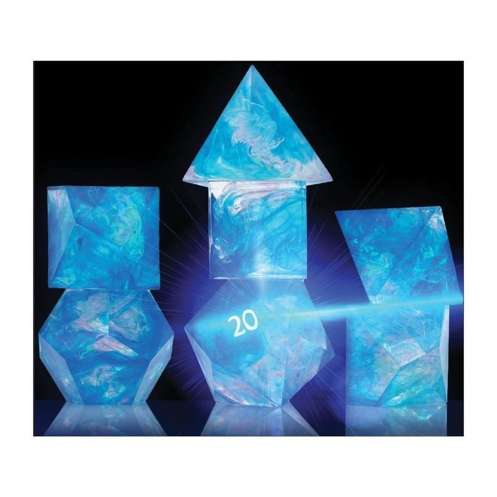 Sirius Dice 7-Set Cloak and Dagger Blue Dice Pack UV Black Light Numbers Image 2