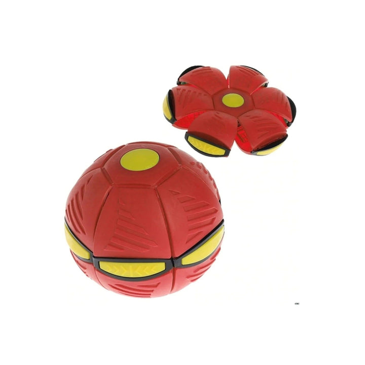 Pop-Up Ball Flat Flying Saucer - Throw Disc Catch Ball - with LED LightingRed Image 1