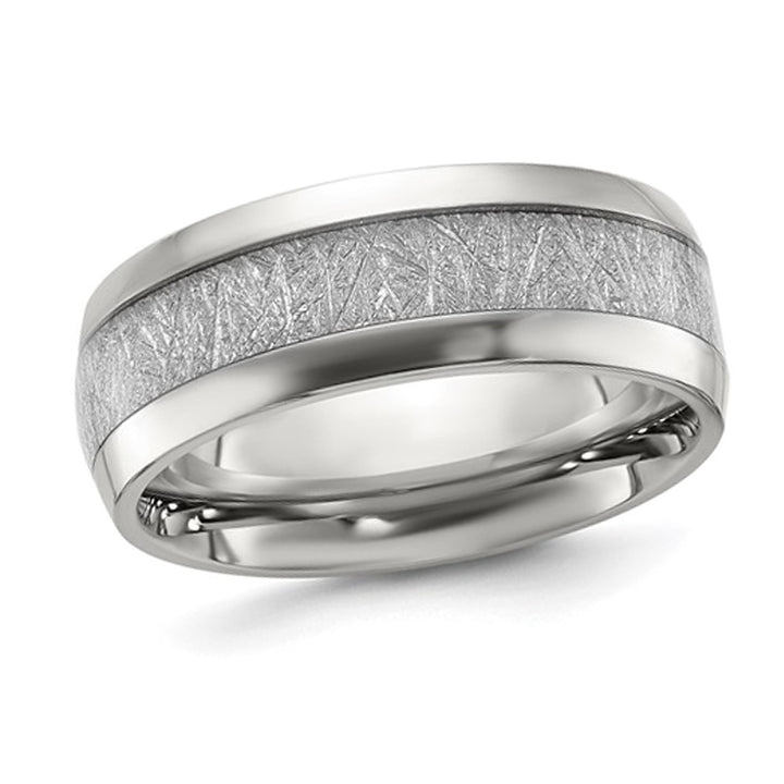 Mens Stainless Steel Glitter Paper Infused Band Ring (8mm) Image 1