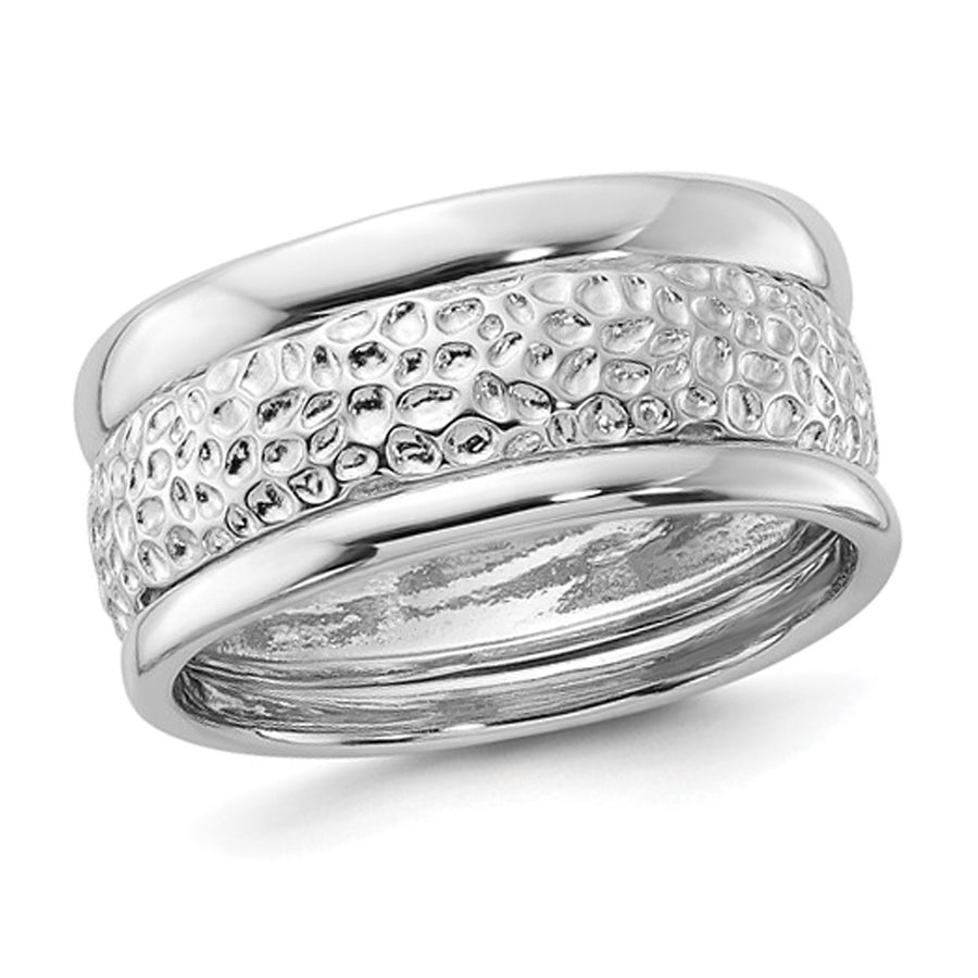 Textured and Polished Sterling Silver Ring Image 1