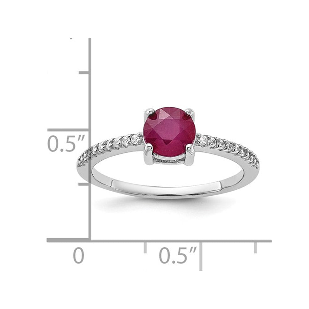 1.50 Carat (ctw) Ruby and White Topaz Ring in Sterling Silver Image 3