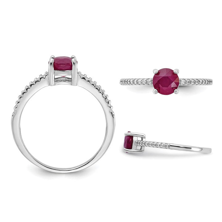 1.50 Carat (ctw) Ruby and White Topaz Ring in Sterling Silver Image 4