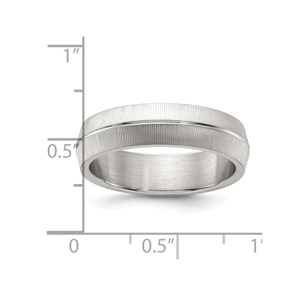 Mens Titanium Polished and Textured Band Ring (6mm) Image 3