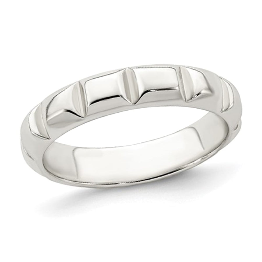 Sterling Silver Polished Notched Band Ring Image 1