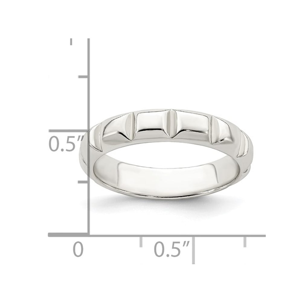 Sterling Silver Polished Notched Band Ring Image 2