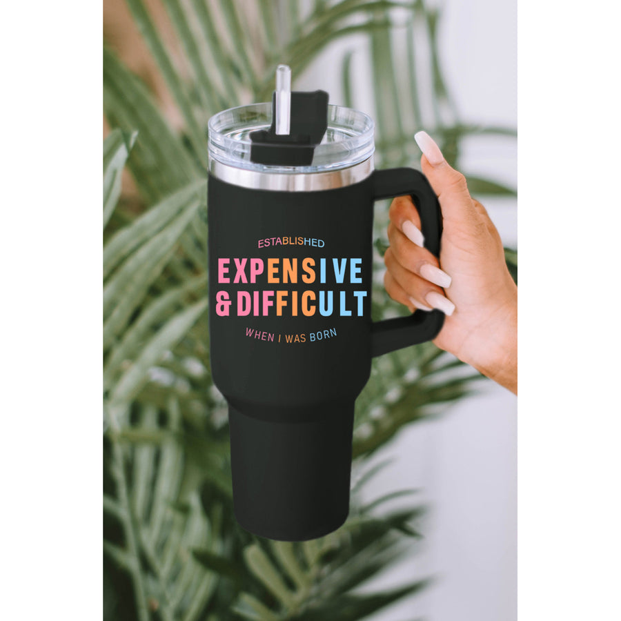 Womens Black WHEN I WAS BORN Slogan 304 Stainless Double Insulated Cup 40oz Image 1