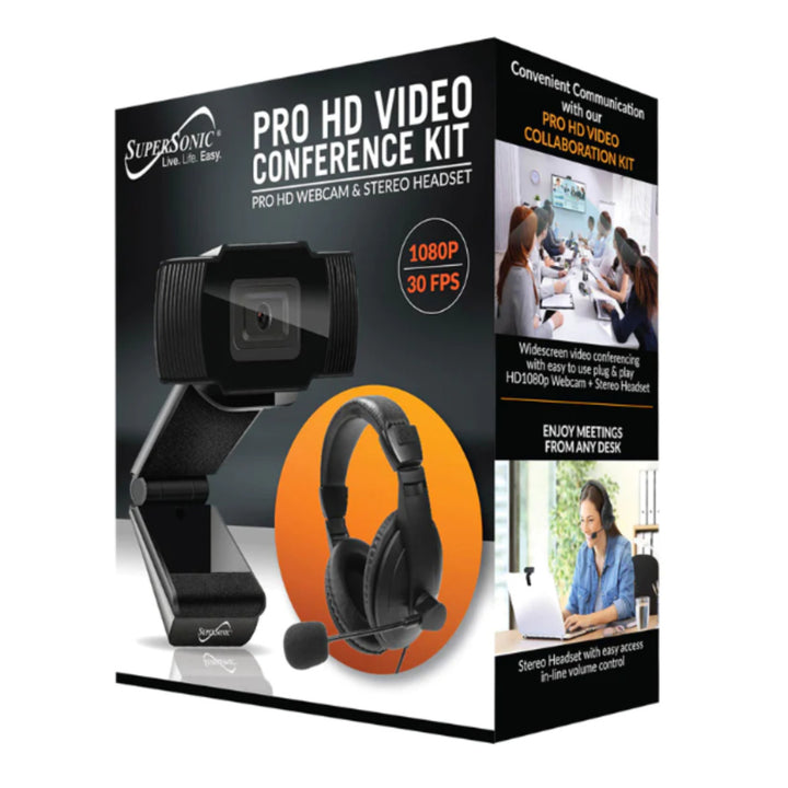 Pro-HD Video Conference Kit Webcam 1080P HD Stereo Headset Adjustable Microphone Image 2