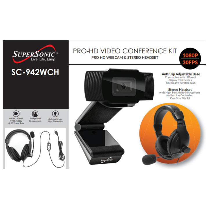 Pro-HD Video Conference Kit 1080P Webcam Stereo Headset SC-942WCH USB Plug Image 3