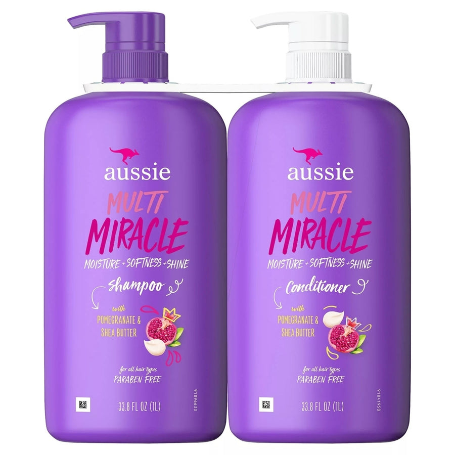 Aussie Multi Miracle Shampoo and Conditioner Pom and Shea Butter 33 Fl Oz (2 Pack) Image 1