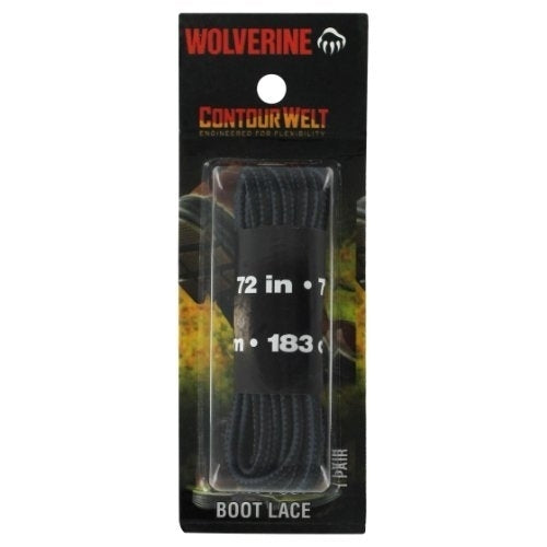 WOLVERINE Contour Welt Boot Laces 72" Black (1 pair) - W69643 72" BLACK Image 1