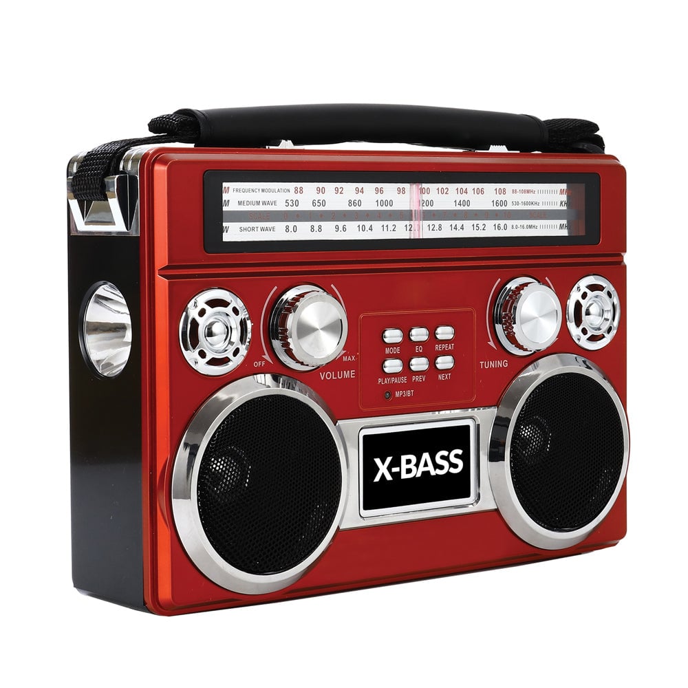 Portable 3 Band Radio with Bluetooth and Flashlight Black (SC-1097BT) Image 2