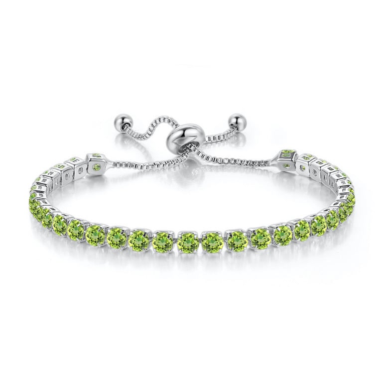 18k White Gold Plated Adjustable Tennis Bracelet 6 Cttw Created Peridot Green Image 1