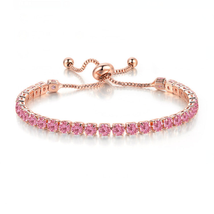 18k Rose Gold Adjustable Tennis Bracelet 6 Cttw Created Pink Sapphire Jewelry Image 1