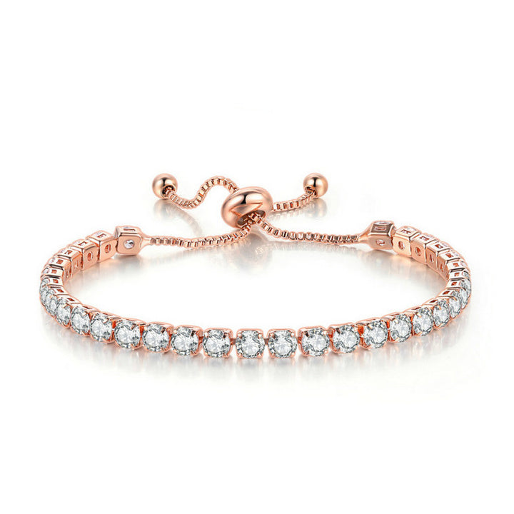 18k Rose Gold 6 Cttw Created Cubic Zirconia Round Adjustable Tennis Plated Bracelet Image 1