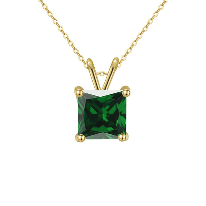 18K Yellow Gold Plated Necklace 2CT Created Emerald CZ 18 Inch Fashion Jewelry Image 1