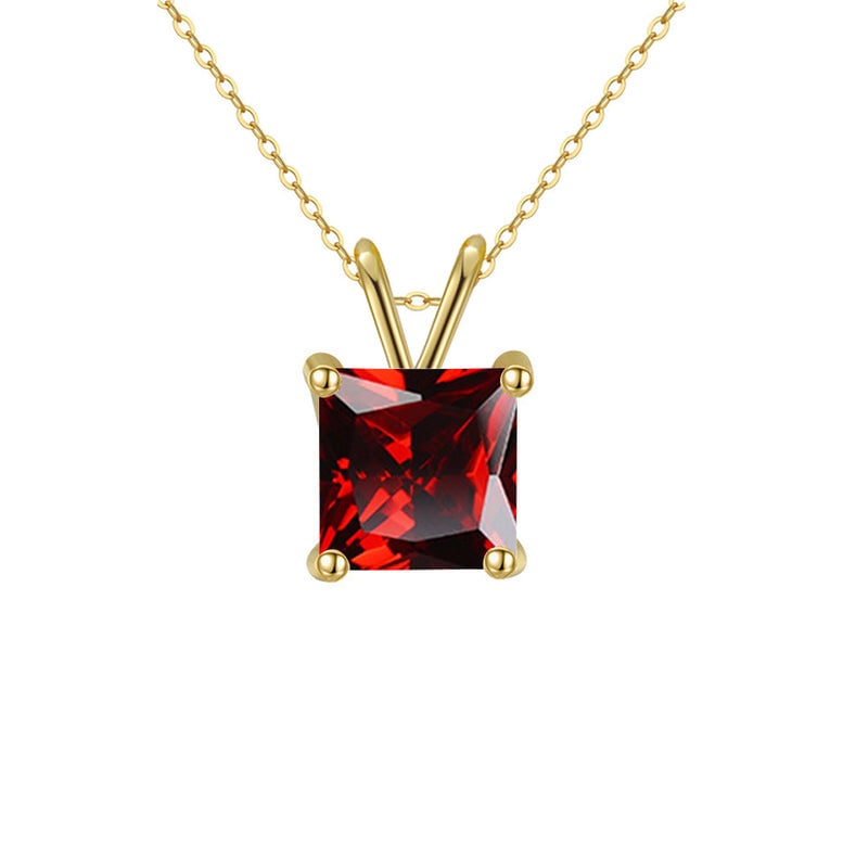 18K Yellow Gold Created Ruby Sapphire 3CT CZ Necklace 18 Inch Fashion Jewelry Image 1