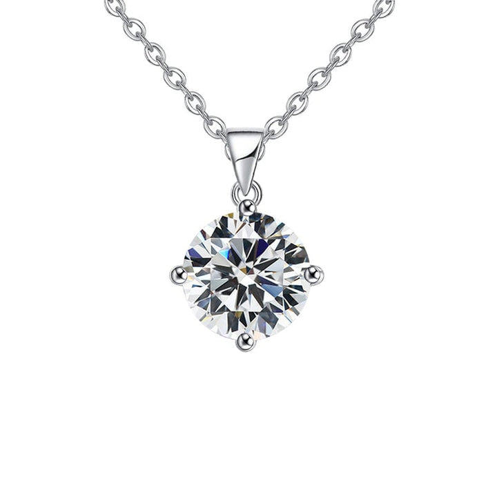 18K White Gold 3 Carat Created Cubic Zirconia Round Stud Necklace Plated 18 Inch Image 1